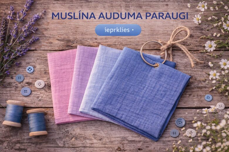 Muslīns vienkrāsu auduma paraugs